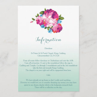 Ombre Mint Floral Wedding Information Cards