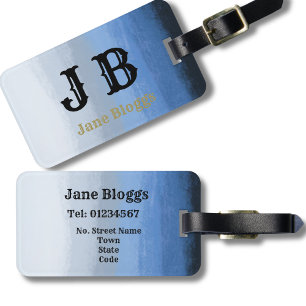 Ombre monogramed tag blues
