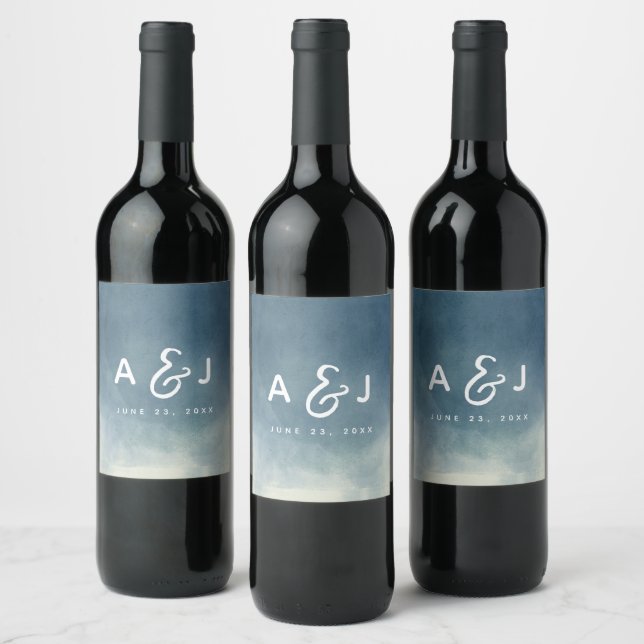 Ombre Nothing Fancy Just Love Brush Typography Wine Label (Bottles)