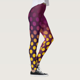 Ombre Passion Fruit Polka Dots Gold Raspberry Leggings