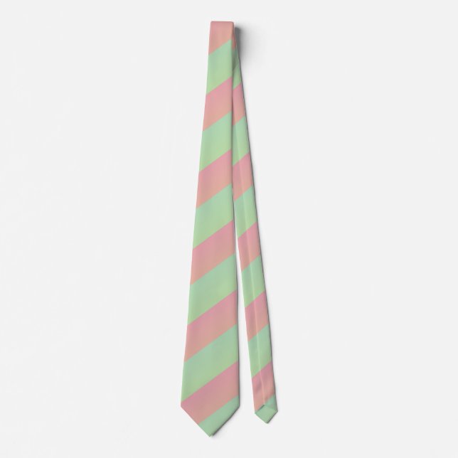 Ombre Pastel Watermelon Multi Diagonal Stripes Tie (Front)