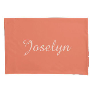 Ombre Peach Colour Modern Minimalist Custom Name Pillowcase