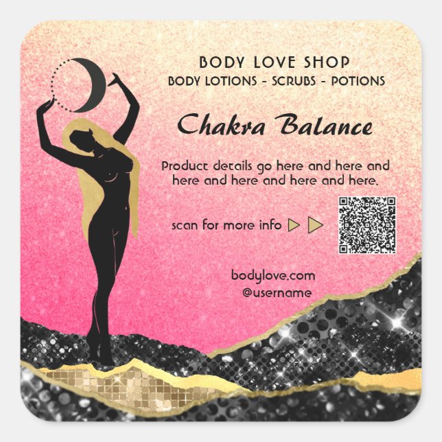 *~* Ombre Peach Pink Goddess Intention Spell AP24  Square Sticker (Front)