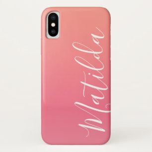 Ombre Peach Pink Personalized Name Case-Mate iPhone Case