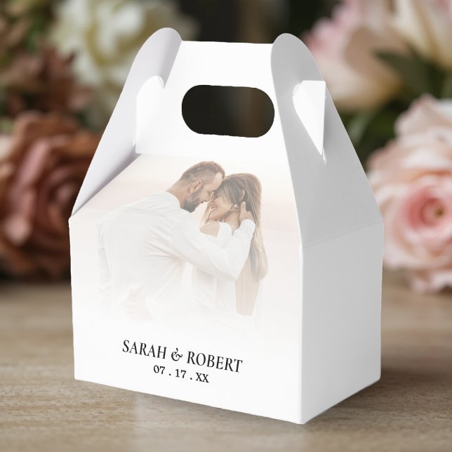Ombre Photo Simple White Wedding Favor Box (Creator Uploaded)