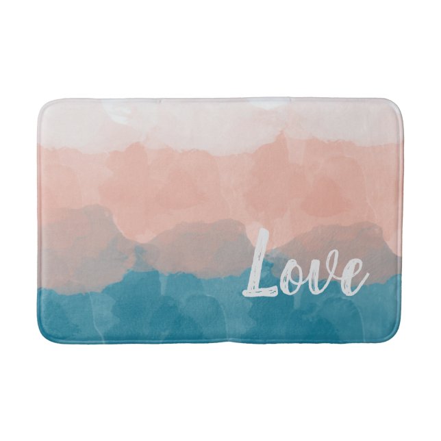 Ombre Pink and Blue Love Graceful Gradient Bath Mat (Front)