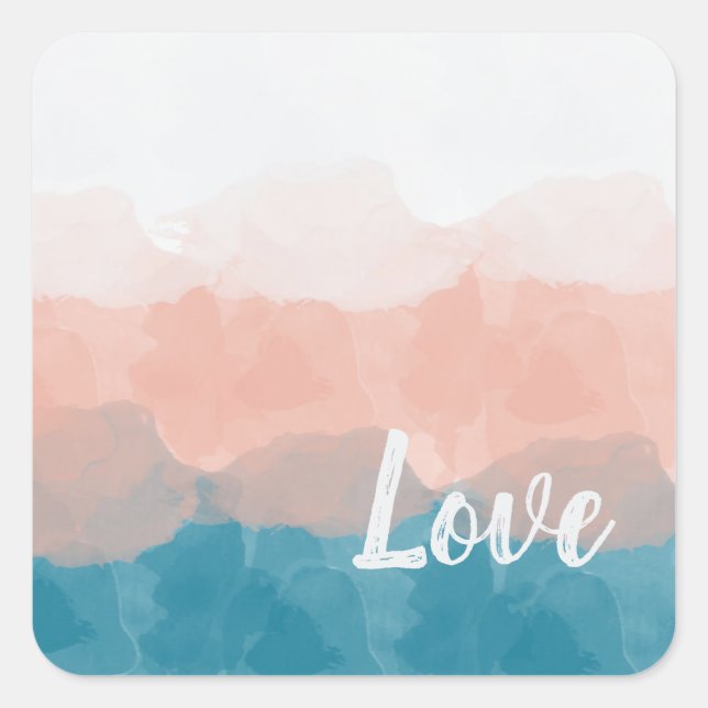 Ombre Pink and Blue Love Graceful Gradient Square Sticker (Front)