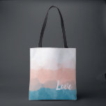 Ombre Pink and Blue Love Graceful Gradient Tote Bag<br><div class="desc">A graceful ombre gradient pattern in a chic mosaic blue and coral pink. Personalize this subtle watercolor design by adding your own words to the text template,  or keep the sentimental word: Love.</div>