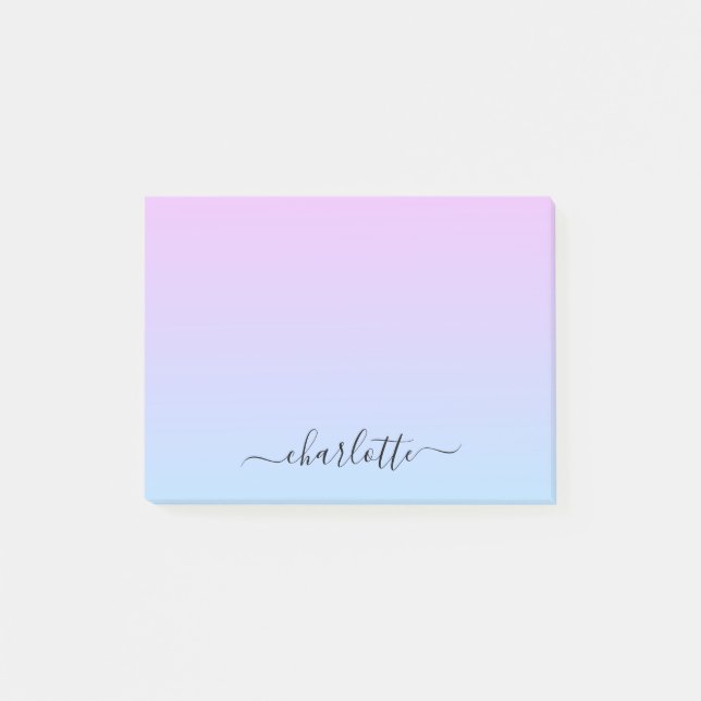 Ombré Pink and Turquoise Gradient Post-it Notes (Front)