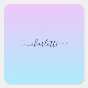 Ombré Pink and Turquoise Gradient Square Sticker