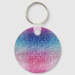 Ombre Pink Blue Glitter Wrapping Paper Keychain