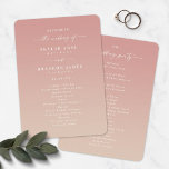 Ombre Pink & Champagne Wedding Ceremony Program<br><div class="desc">Simple Ombre Pink & Champagne Wedding Ceremony Program. This modern minimal Order of Services Card is simple classic and elegant with a subtle ombre gradient fade and a pretty signature script calligraphy font with tails. Shown in the new Colorway. Available in several colour options, or feel free to edit the...</div>