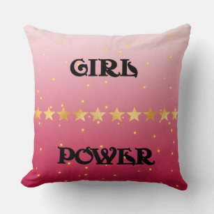 Ombre Pink Girl Power Throw Pillow