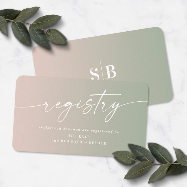 Ombre Pink & Green Wedding Shower Gift Registry Enclosure Card (Creator Uploaded)