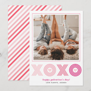 Ombre pink HOHO Galentines Day heart photo Holiday Card