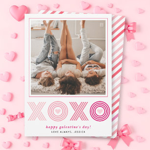 Ombre pink HOHO Galentines Day heart photo Holiday Card