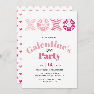 Ombre pink HOHO hearts Galentines Day party Invitation