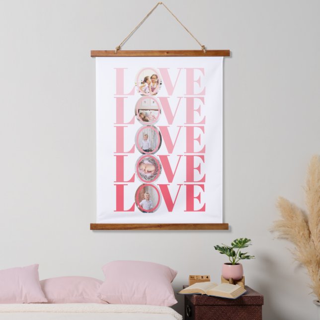Ombre Pink LOVE photo Valentines Day Hanging Tapestry (Bedroom)