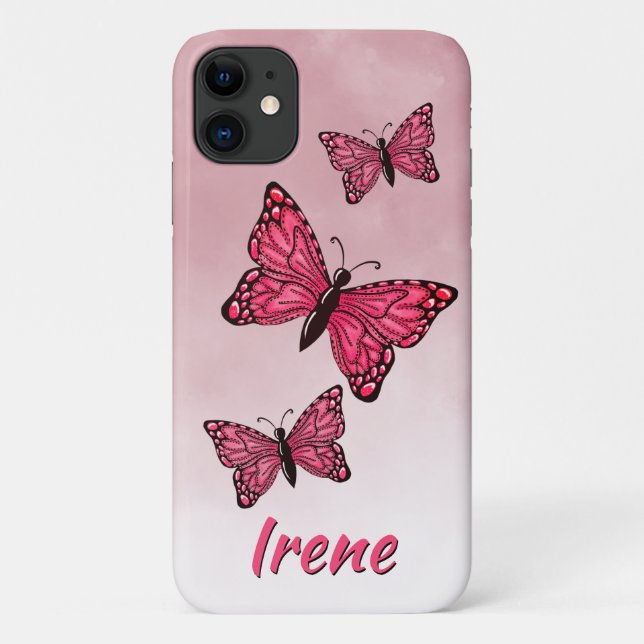 Ombre Pink Monarch Butterflies iPhone / coque ipad (Dos)