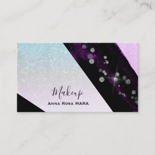 *~* Ombre Pink Teal Glitter Geometric Chic Girly Business Card