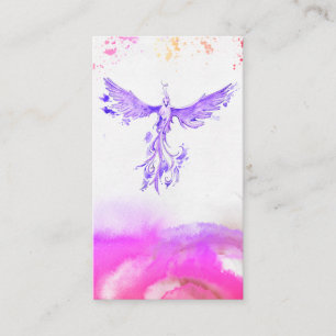 *~* Ombre Pink Violet Peach Feathers Phoenix Business Card
