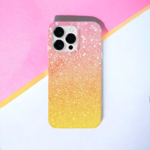 Ombre Pink Yellow Glitter Sparkles Case-Mate iPhone 14 Pro Max Case