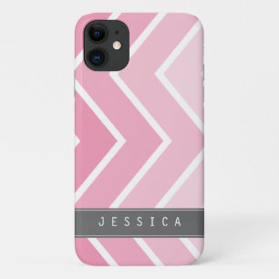Ombre Pink Zig Zag Chevrons Pattern iPhone 11 Case
