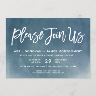 Ombre Please Join Us Brush Typography Wedding Invitation