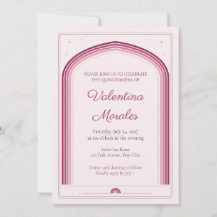 Ombre Pointed Arch Quinceanera Invitation