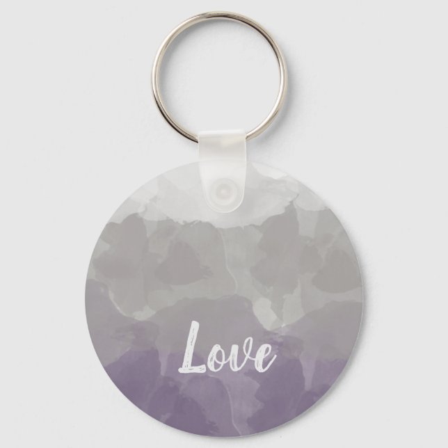 Ombre Purple and Gray Love Graceful Gradient Keychain (Front)