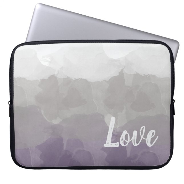 Ombre Purple and Grey Love Graceful Gradient Laptop Sleeve (Front)