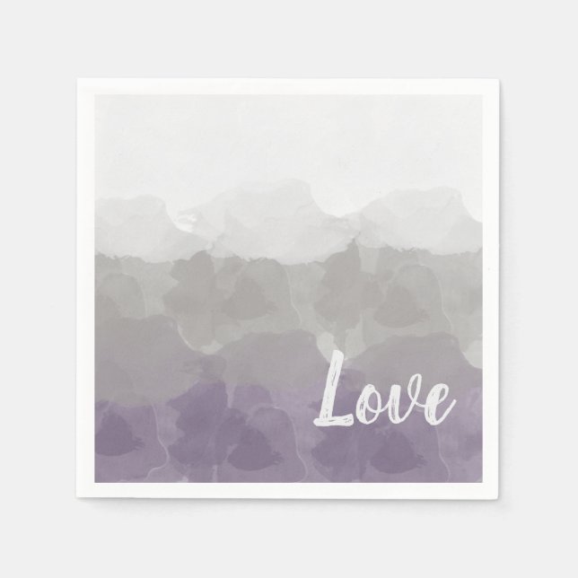 Ombre Purple and Grey Love Graceful Gradient Napkin (Front)