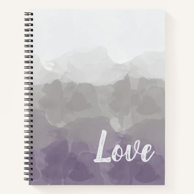 Ombre Purple and Grey Love Graceful Gradient Notebook (Front)