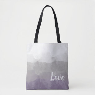 Ombre Purple and Grey Love Graceful Gradient Tote Bag