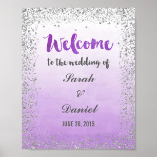 Ombre Purple and Silver Welcome Poster Print