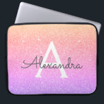 Ombre Purple Glitter and Sparkle Monogram Laptop Sleeve<br><div class="desc">Ombre Purple and Pink Faux Glitter and Sparkle Elegant Monogram Case. This case can be customized to include your initial and first name.</div>