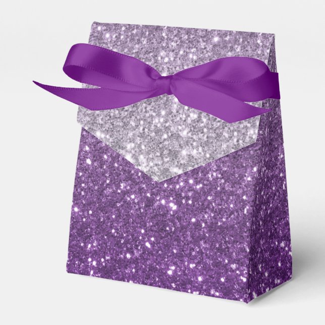 Ombre Purple Glitter Look Favor Box (Front Side)