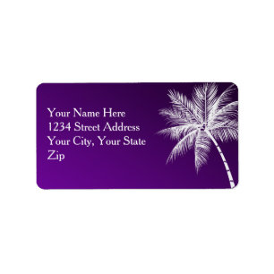 OMBRÉ PURPLE PALMS Étiquette de adresse TROPICAL