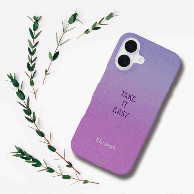 Ombre Purple Personalize Quote & Name Iphone Case (Creator Uploaded)
