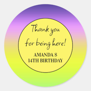 Ombre purple yellow green spring summer colours classic round sticker