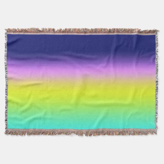 Ombre purple yellow green spring summer colours ri throw blanket (Front)