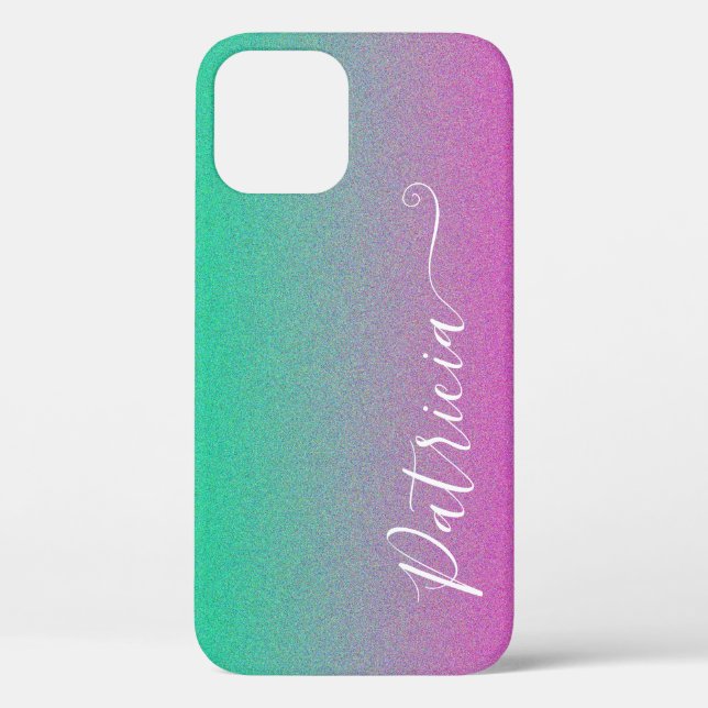Ombre Rainbow Airbrush Background Customized Name Case-Mate iPhone Case (Back)