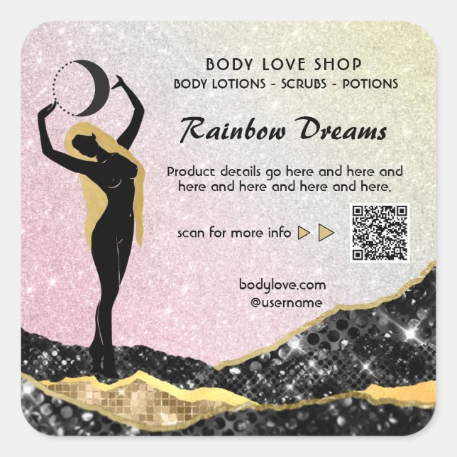 *~* Ombre Rainbow   Goddess Intention Spell AP24 S Square Sticker (Front)