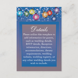 Ombre Rainbow Lanterns Wedding Invitation Details