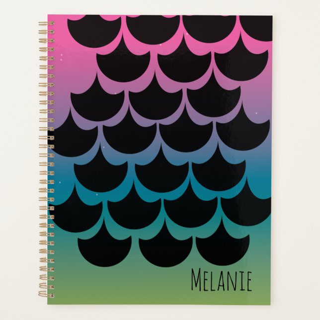 Ombré Rainbow Mermaid Colourful Name Planner (Front)