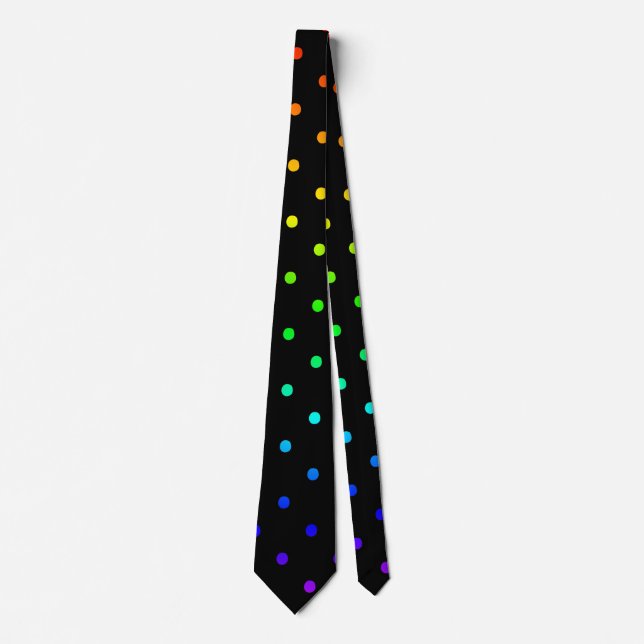  ombre rainbow polka dots gradient colourful tie (Front)