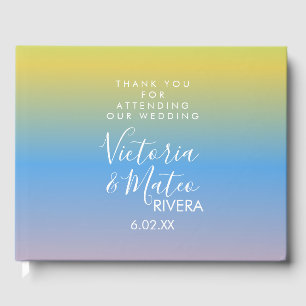 Ombre Rainbow Yellow Blue Pink Wedding Thank You Guest Book