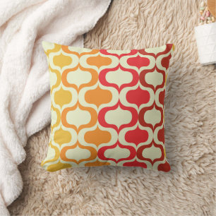 Ombre Retro Ogee in Orange, Tangerine and Red  Throw Pillow