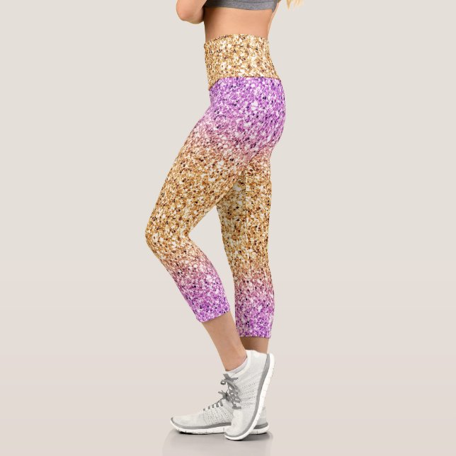 Ombre rose-or Parties scintillant Capri Leggings (Gauche)