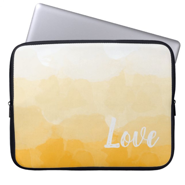 Ombre Saffron and Sunlight Yellow Love Gradient Laptop Sleeve (Front)